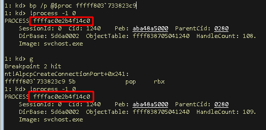 WinDbg ALPC Port creation jump